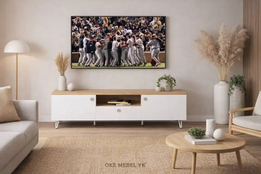 Meja TV Minimalis Modern – Rak TV Elegan Kaki Besi Kokoh