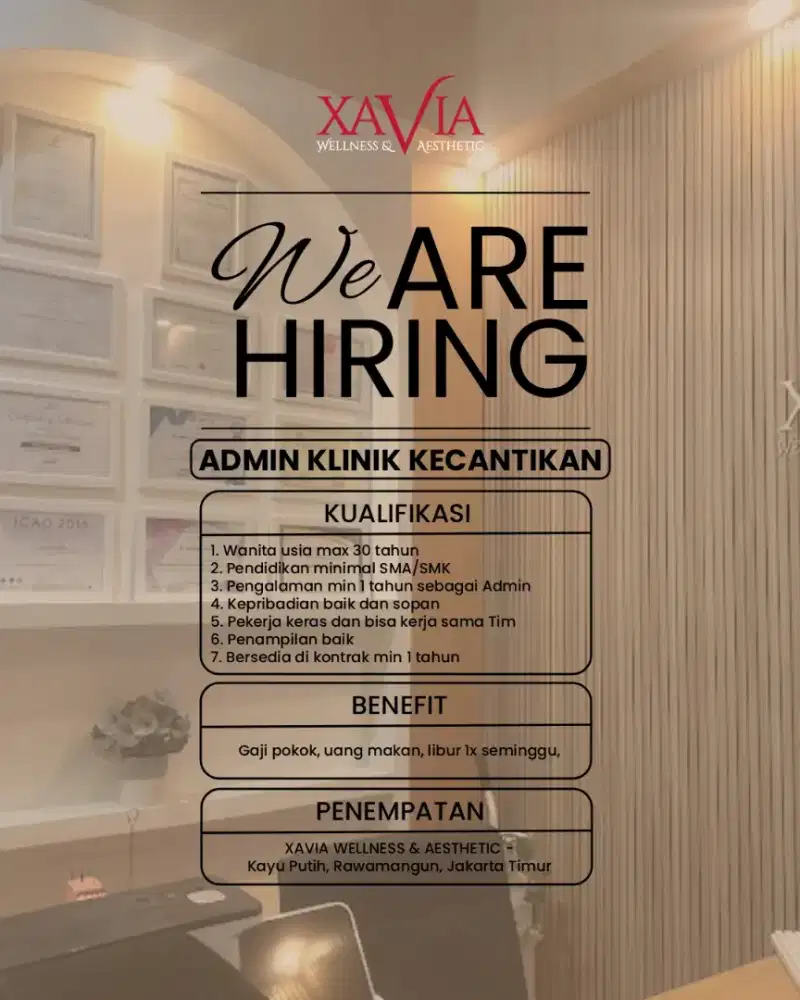 Loker admin klinik kecantikan