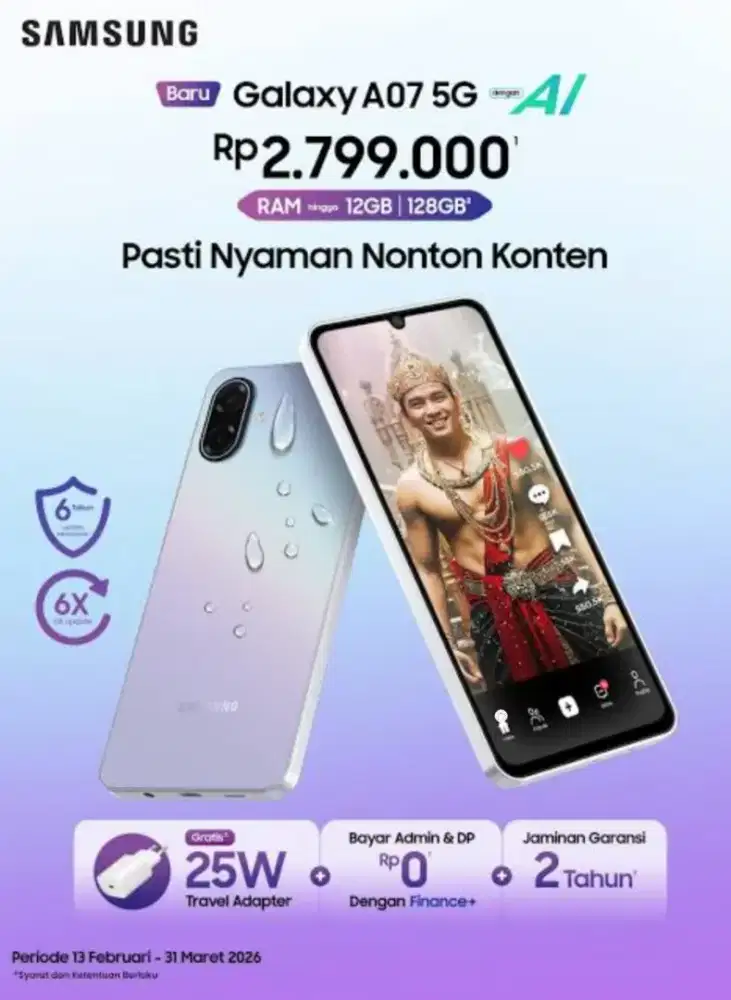 New Samsung A07 5G batre 6000mah