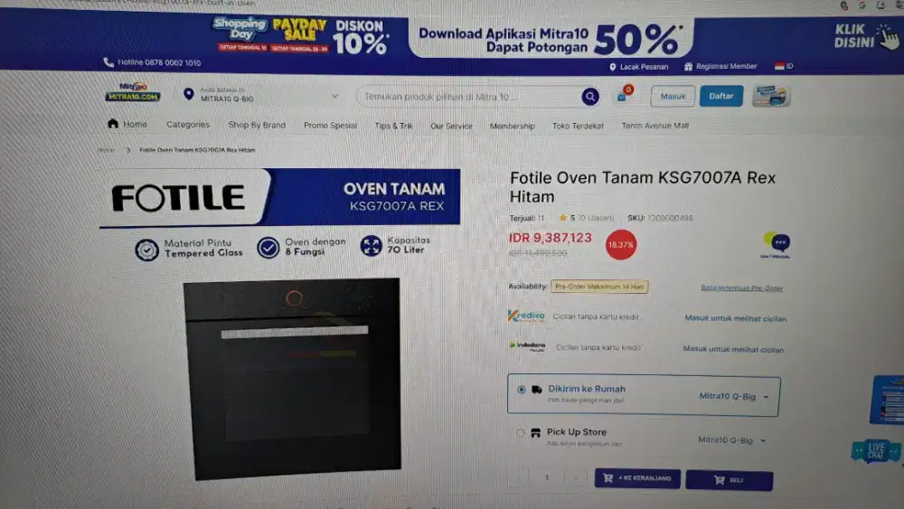 Oven listrik Fotile kapasitas 70L