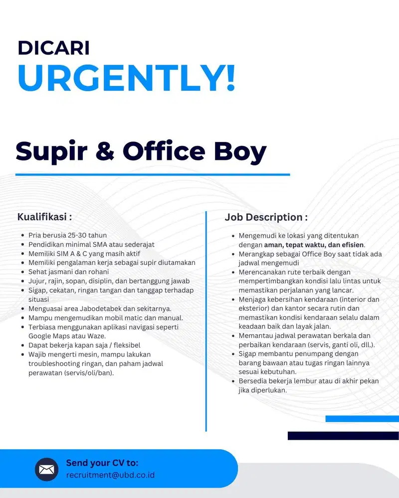 DICARI SUPIR RANGKAP OB