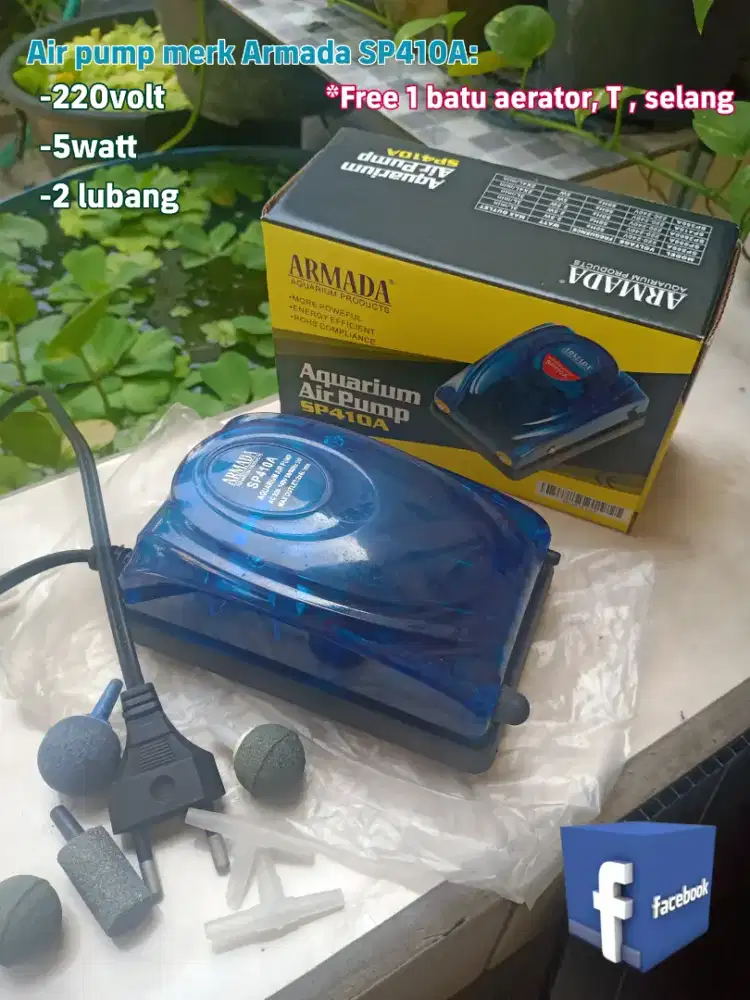 Aerator Air pump merk Armada 2 lubang, merk Yang 1 lubang