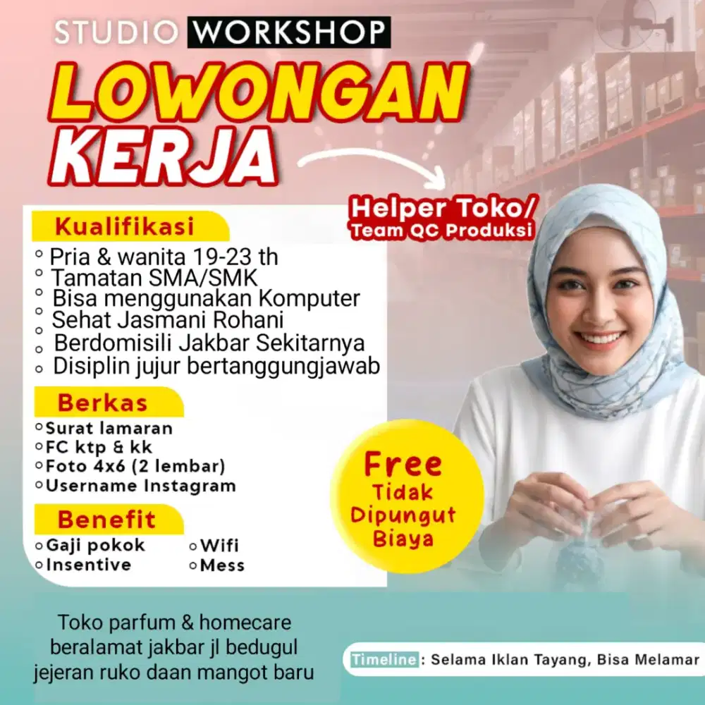 Helper toko dan produksi QC Parfum