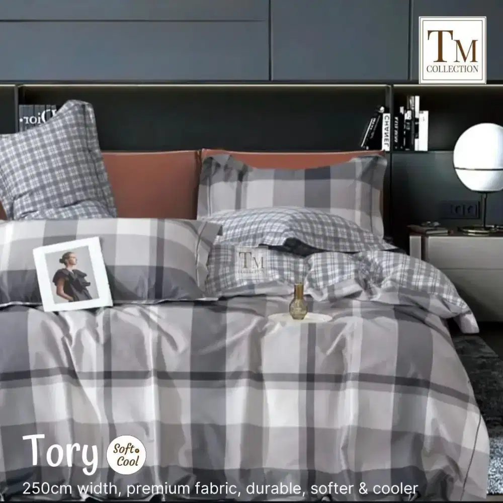 Sprei katun premium motif kotak minimalis