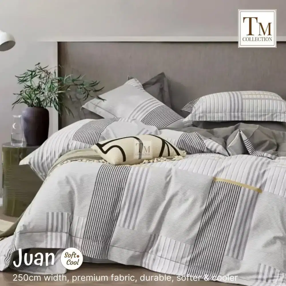 Sprei katun premium motif abstrak grey