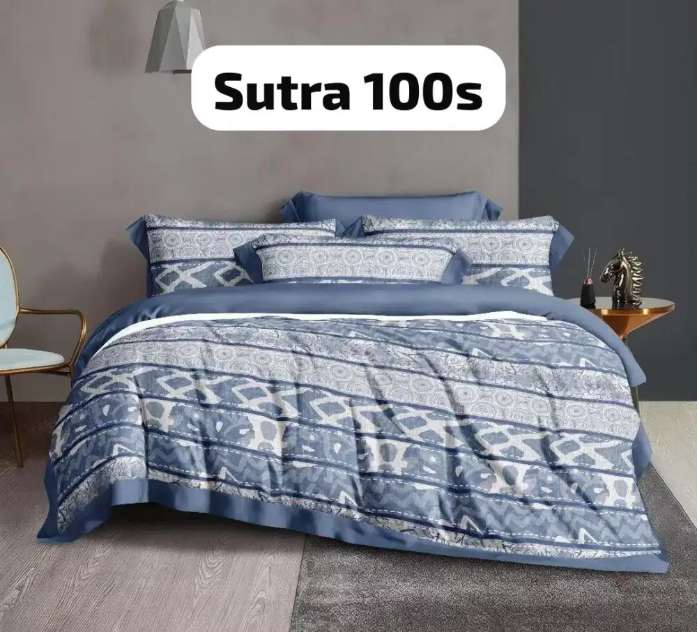 Seprei sutera tencel anti alergi motif abstrak