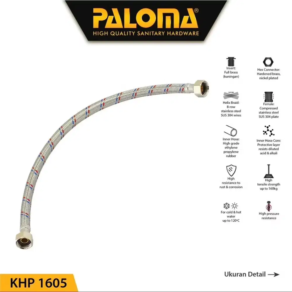 Flexible hose selang kran wastafel, toilet selang anyam rajut khp 50cm