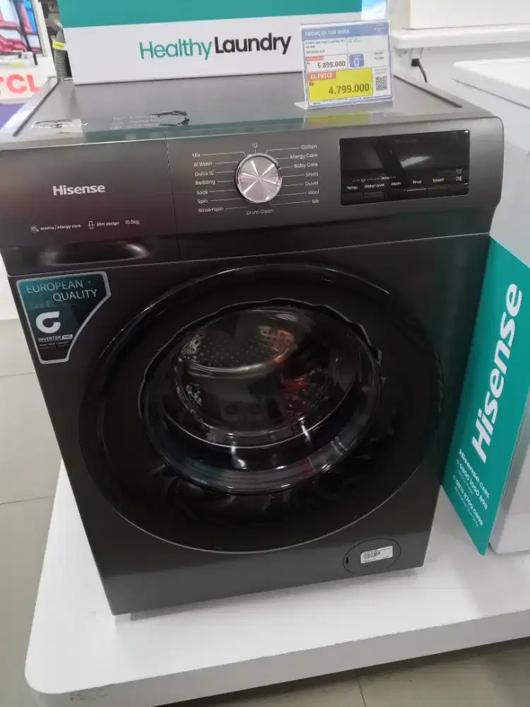 Hisense Front Load 10.5kg Titanium Grey - Muat Bedcover