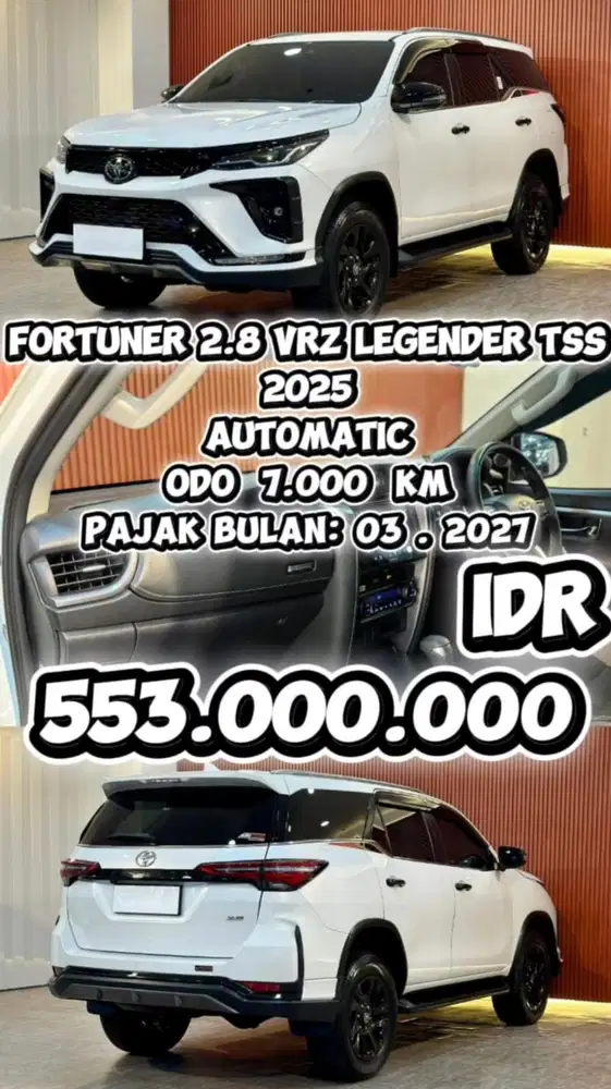 [ ODO 7.000 KM ] FORTUNER 2.8 VRZ GR SPORT LEGENDER TSS 2025 AT