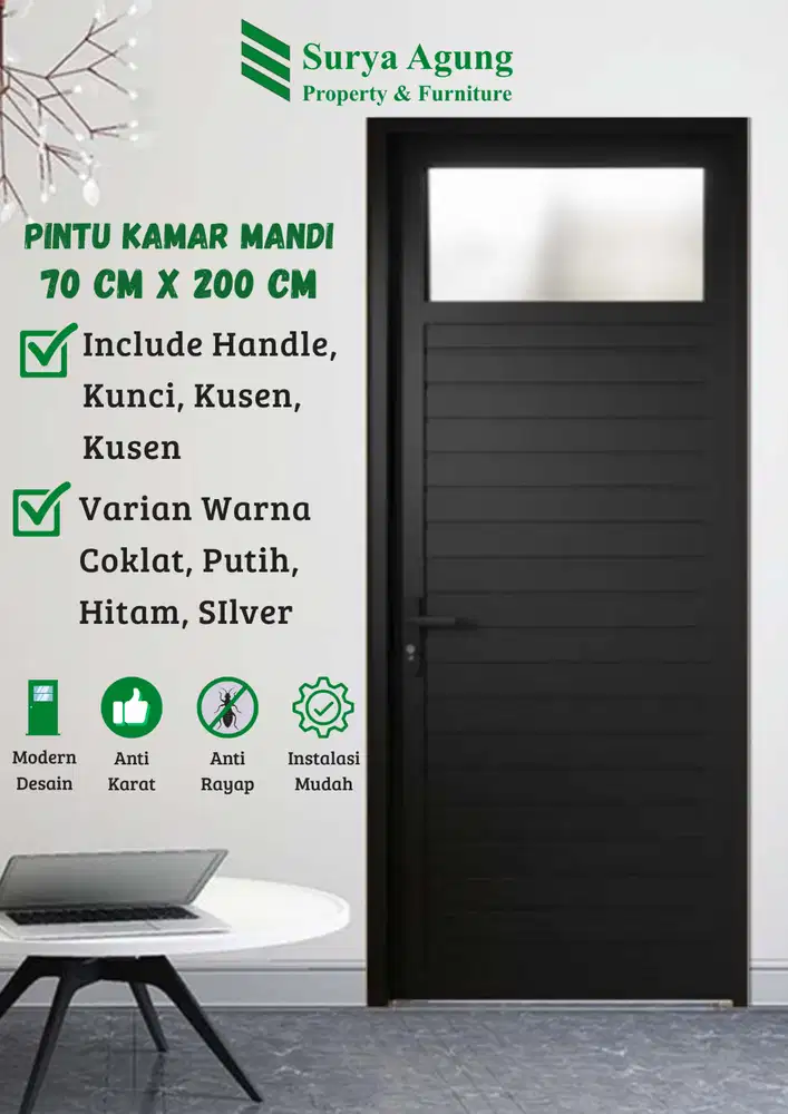 Pintu kamar mandi modern, anti ribet dan anti karat!