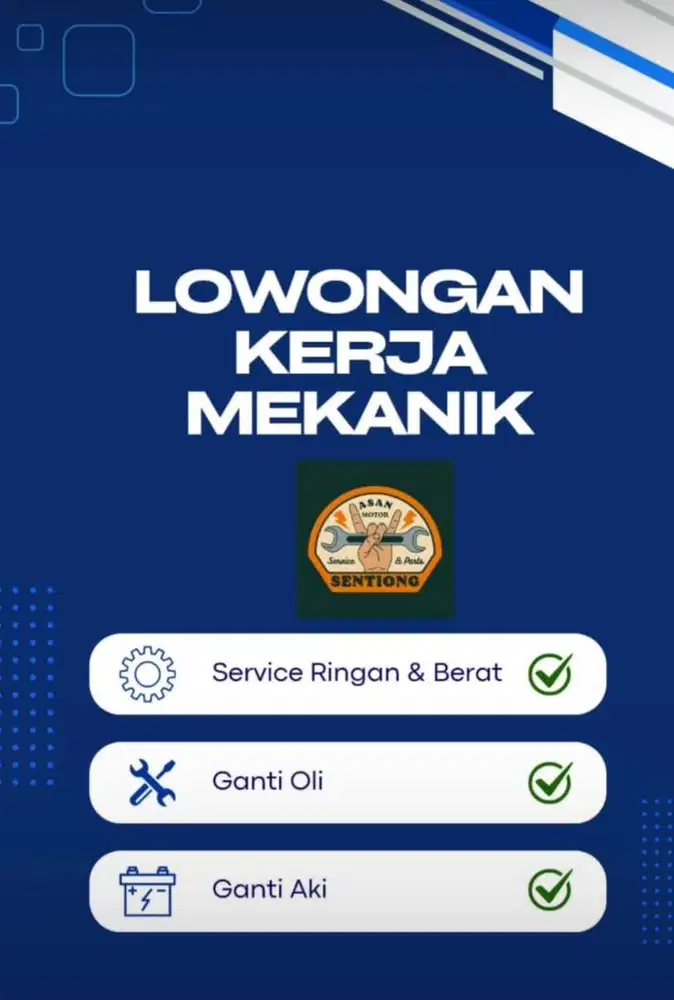 LOWONGAN KERJA MEKANIK MOTOR