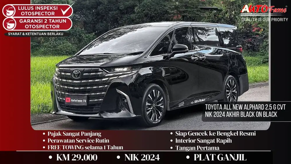 Toyota All New Alphard 2.5 G CVT CKD NIK 2024 Akhir Black On Black