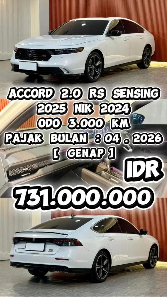 [ ODO 3.000 KM ] HONDA ACCORD 2.0 RS HYBRID SENSING 2025 NIK 2024
