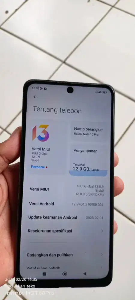 Redmi not 10 pro.  8/128 minus gantian lcd SMA bcdoer retak