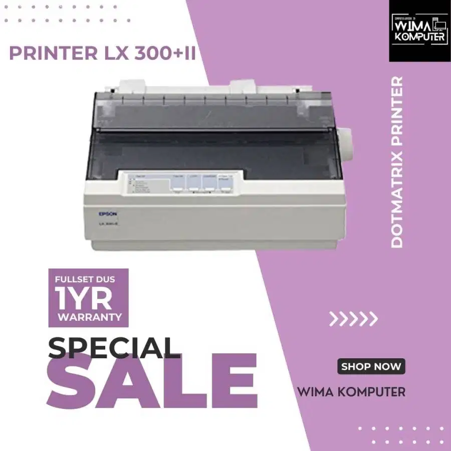 Printer Epson Dot Matrix Lx 300+II 1 Tahun Garansi Fullset N-SW