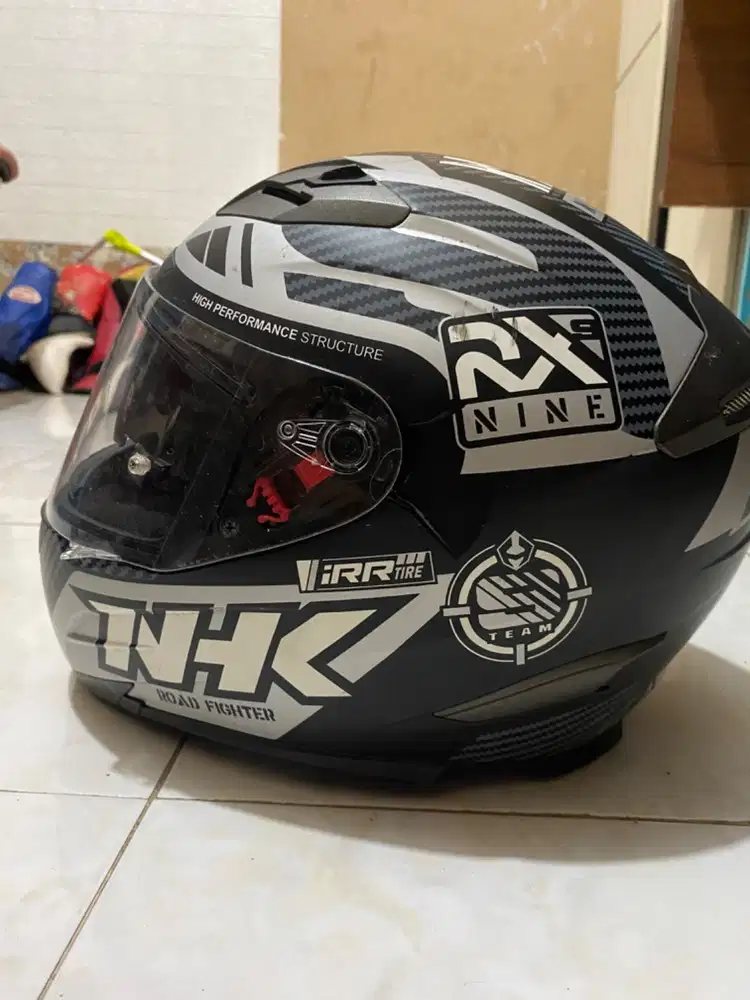 HELM NHK RX 9 RACER X BLACK SILVER DOFF HELM FULL FACE