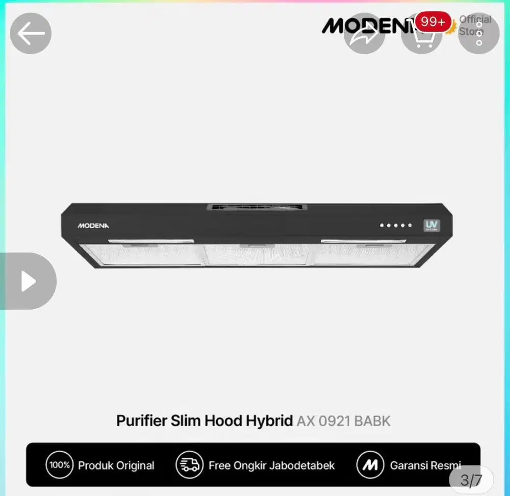 Cooker hood / purifier slim hood merk modena