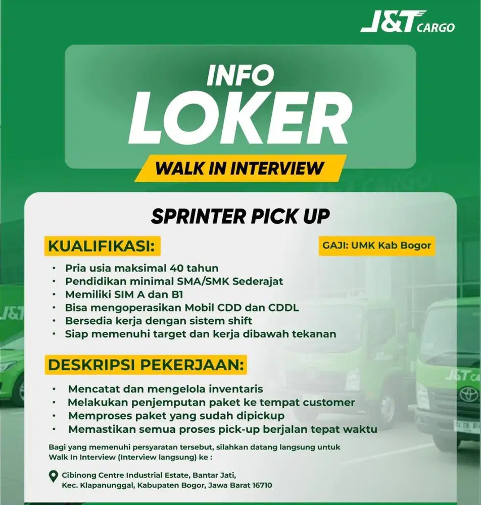 Dibutuhkan Segera Driver Pick-up