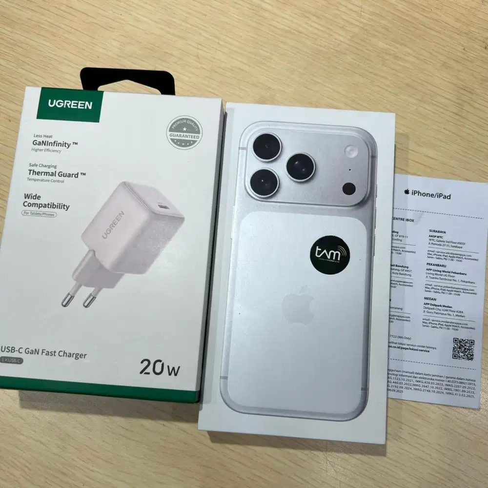 iphone 17 pro 256gb silver new  resmi ibox free adapter