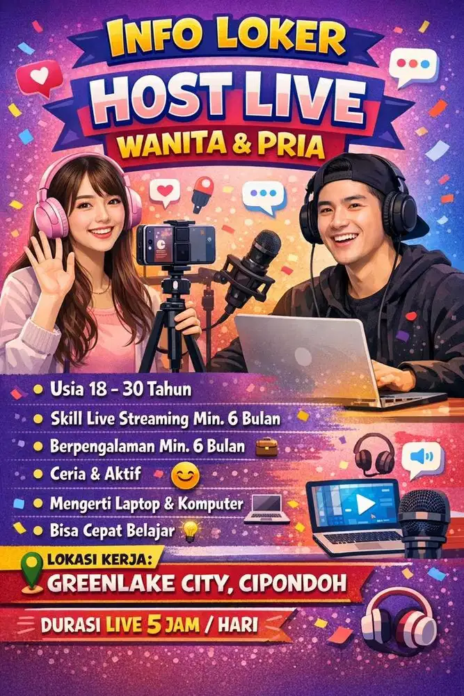 Dibutuhkan Host live produk laptop