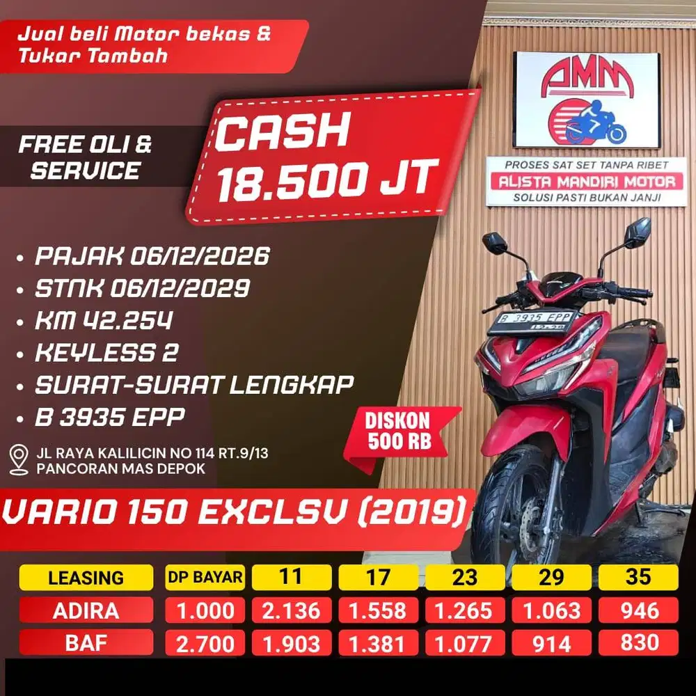 vARIO 150 EXCLSV 2019 PAJAK HIDUP CASH KREDIT INDODANA ALLOBANK ALISTA