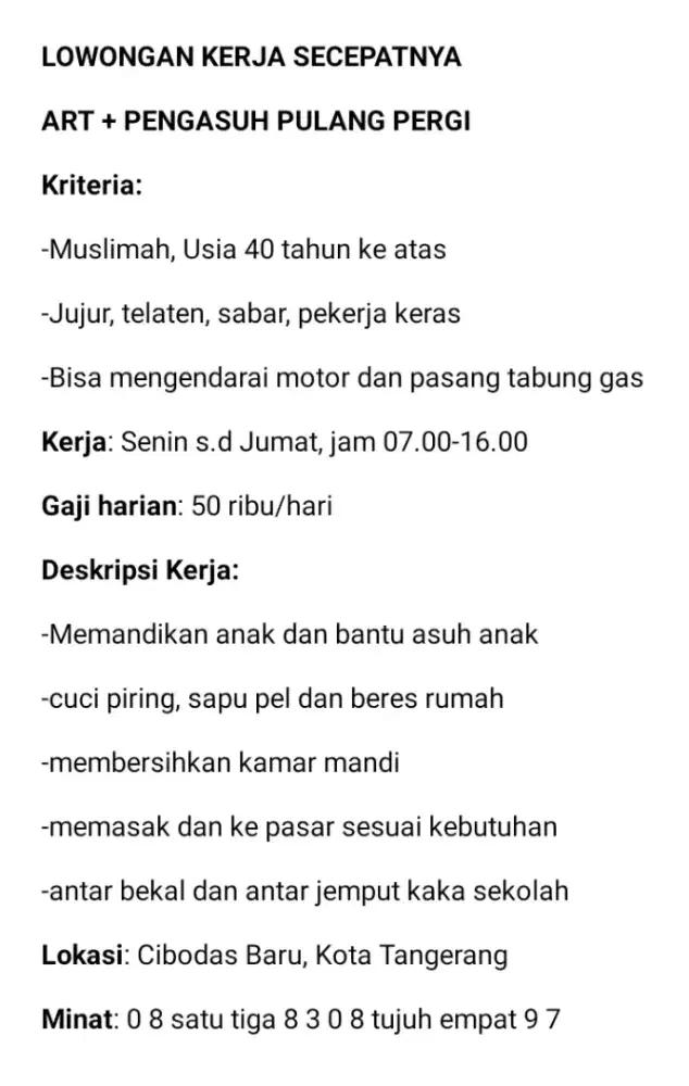 LOWONGAN KERJA SECEPATNYA