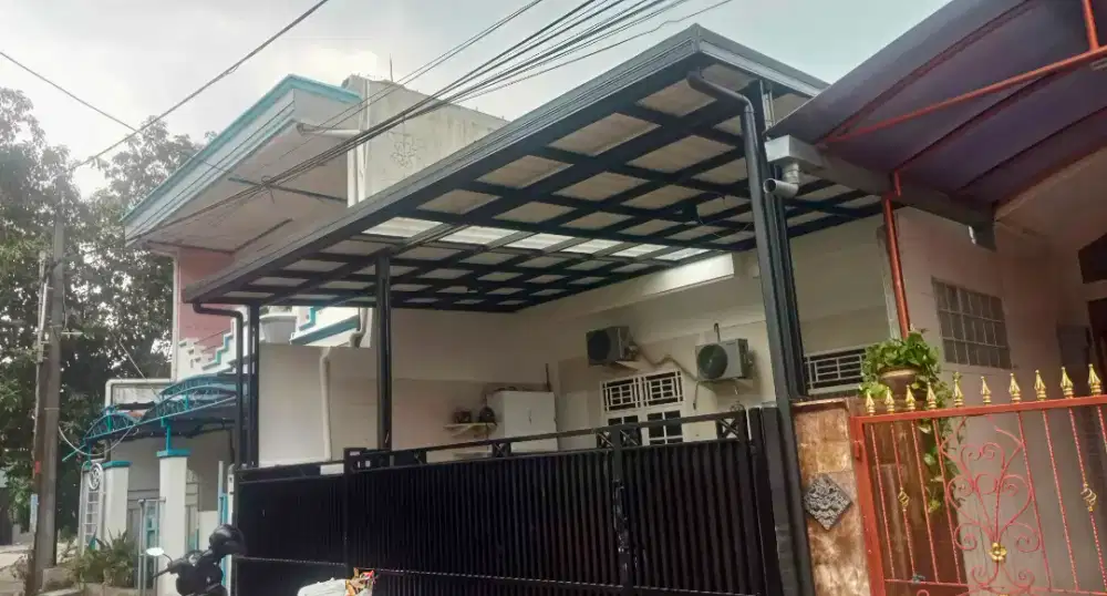 Pasang kanopi baja ringan atap alderon