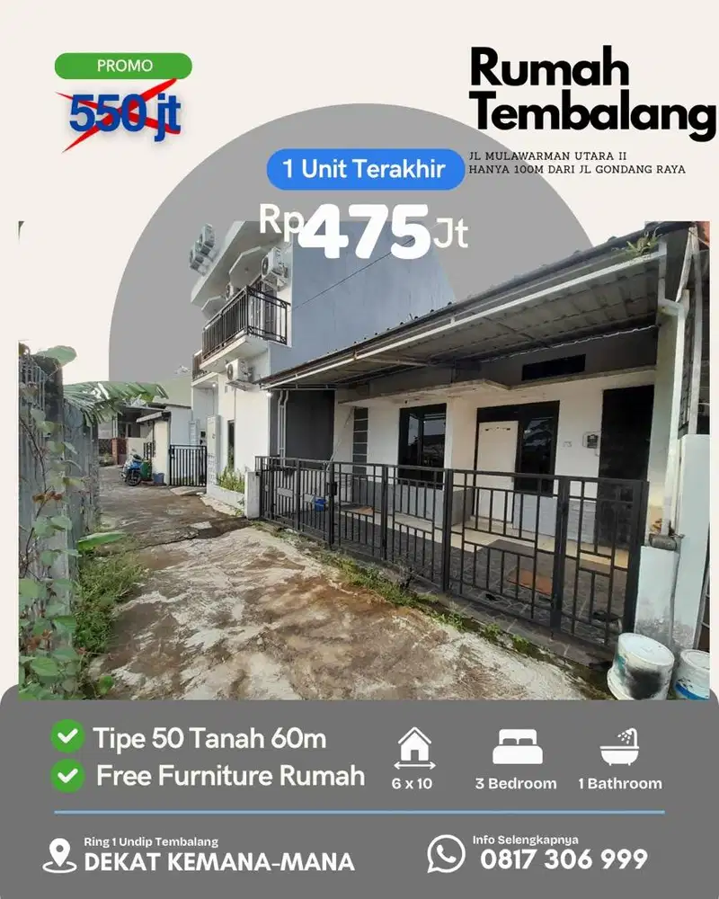Rumah Tembalang Ring 1 Undip Strategis dalam cluster