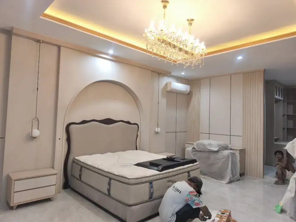 Lemari pakaian dan set kamar modern