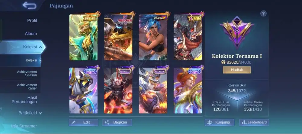 AKUN ML RANK GLORY 450K