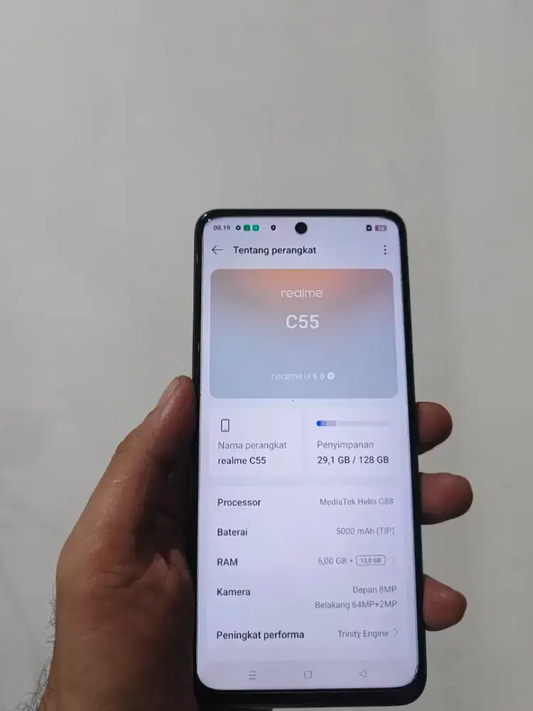 Realme c55 6+12 128 lengkap 99 persen