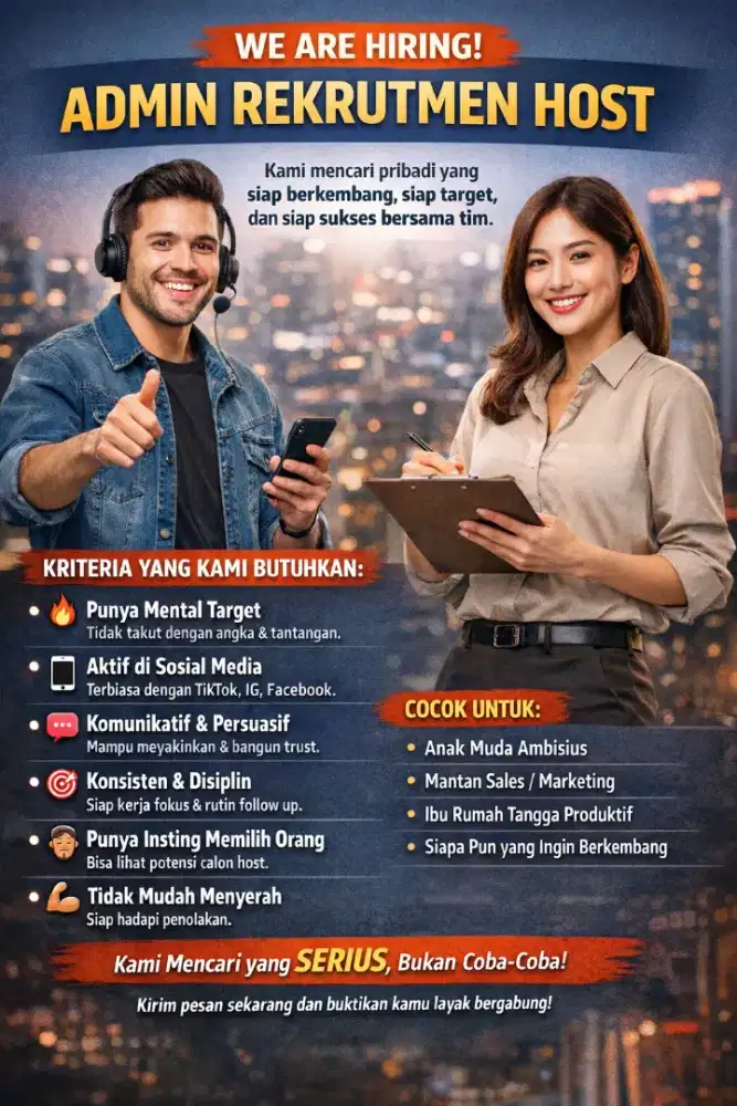 Butuh Admin Hunter Female Worker