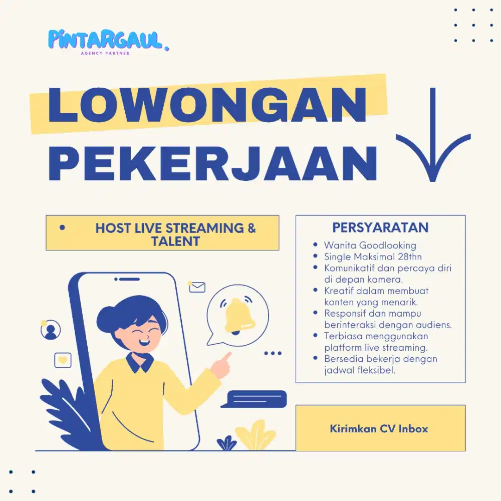 Lowongan kerja Talent / Host Live