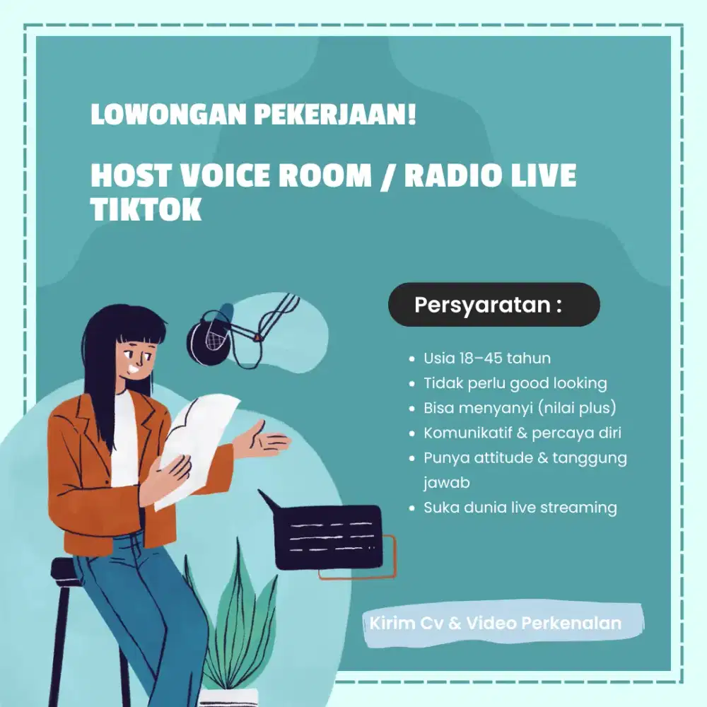 Dicari Host Voice Room / Radio Live TikTok