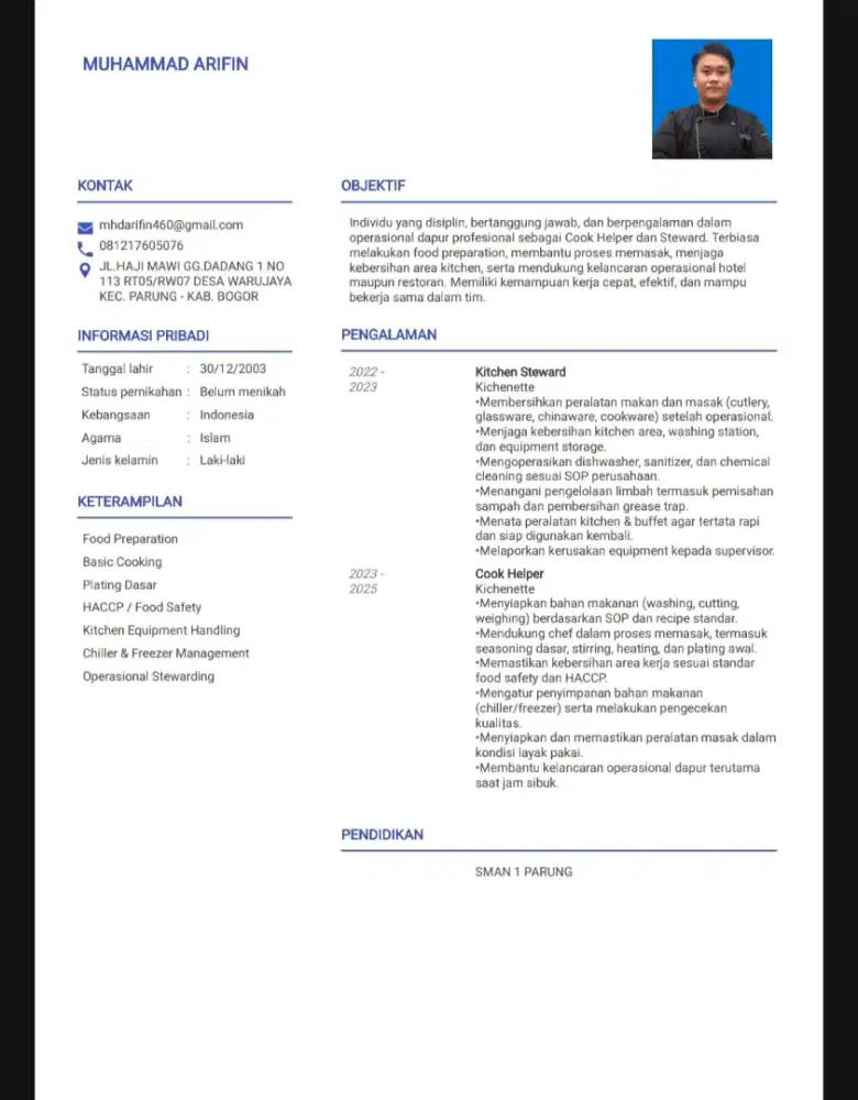 mencari lowongan staff kitchen