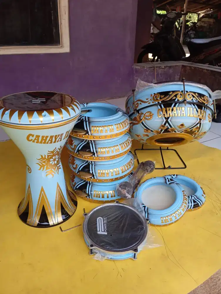 Rebana Hadroh satuset full ukir castem