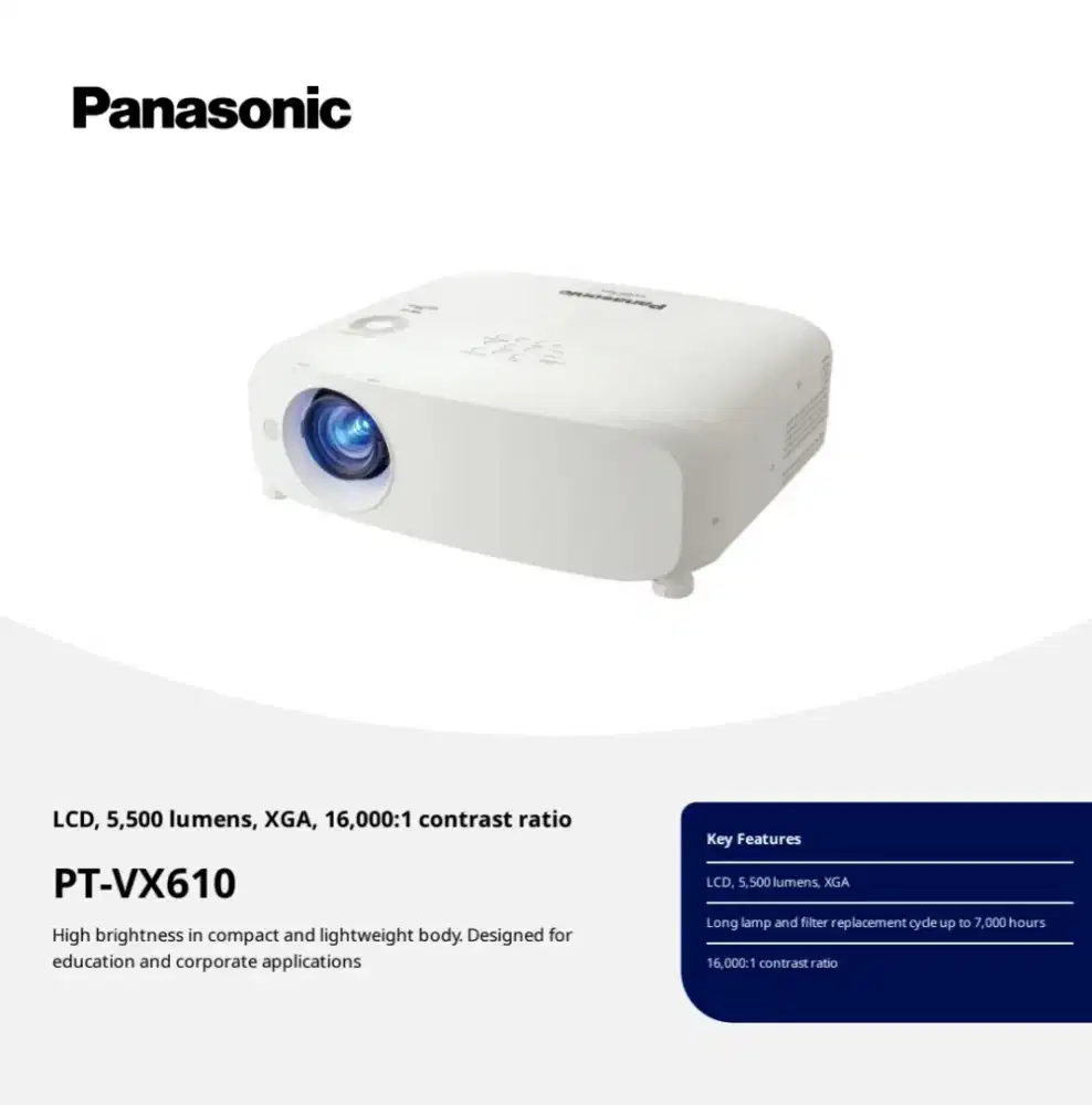 Proyektor Panasonic PT-VX610 5500 lumens XGA LCD projector