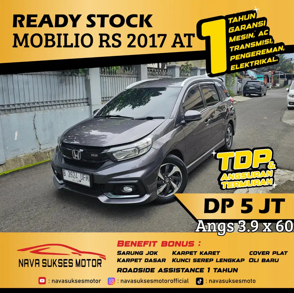 TDP 5 Jt Angs Termurah Mobilio RS 2017 Matic Abu Abu Low Km Like New