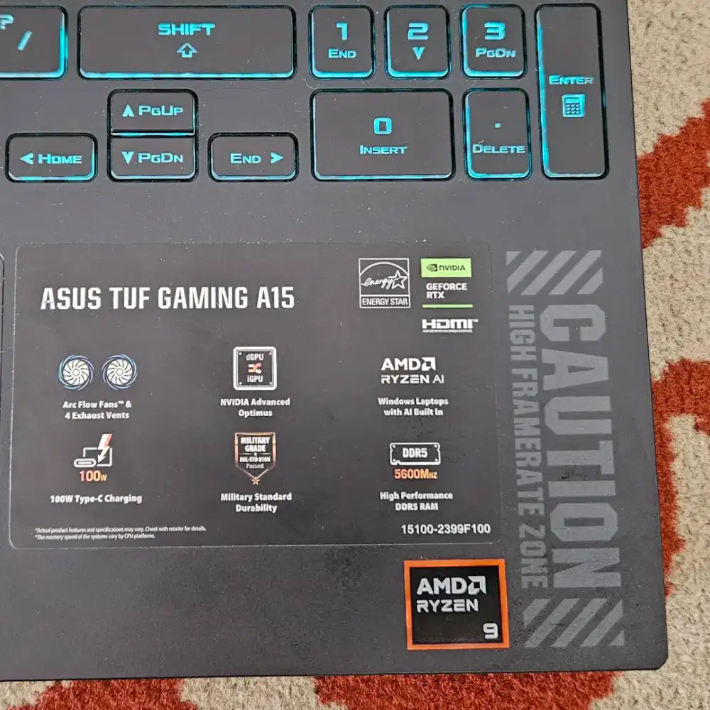 Asus TUF RTX4070 8GB RAM 16GB sRGB 100%  Garansi Desember