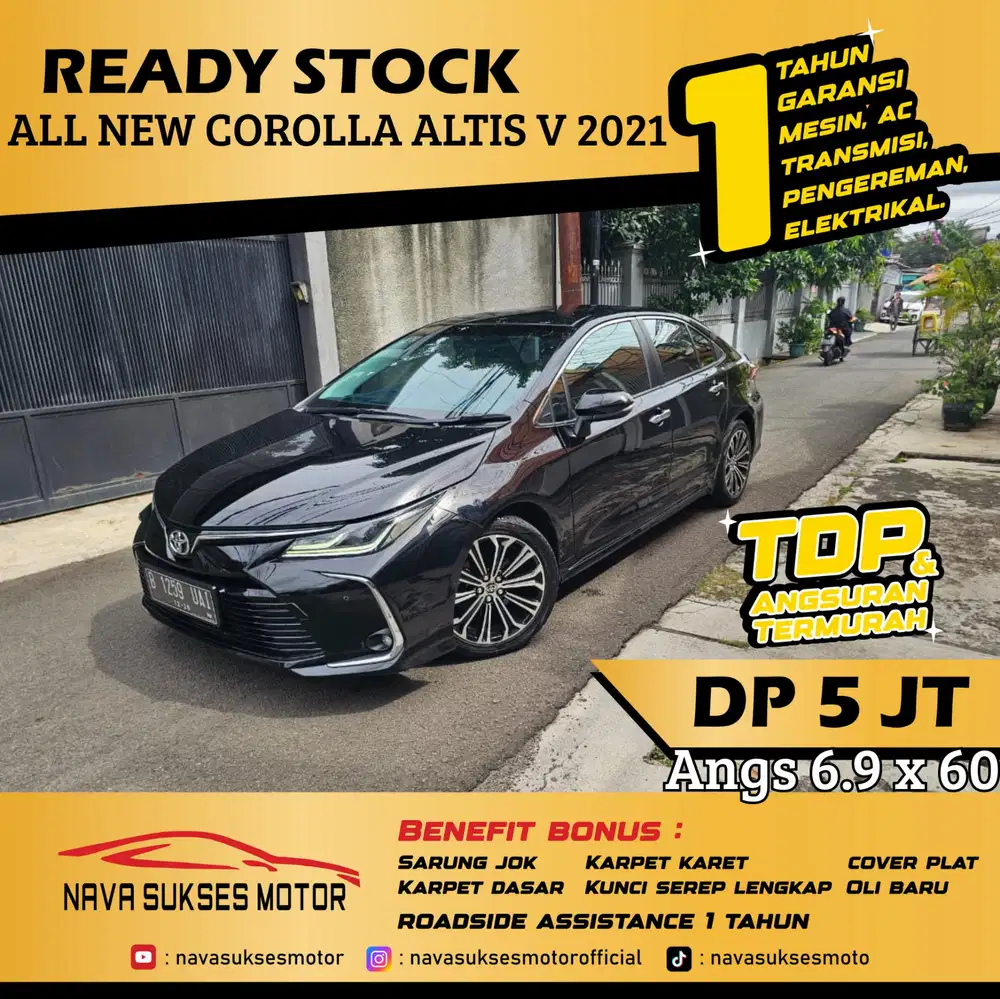 TDP 5 Jt Angs Termurah All New Corolla Altis V 2021 Matic Hitam Low Km
