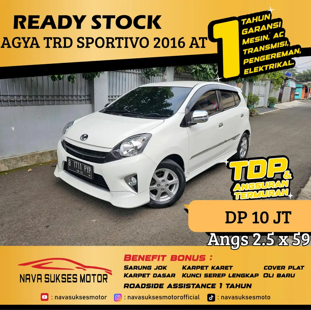 TDP 10 Jt Angs Termurah Agya TRD Sportivo 2016 Matic Putih Low Km