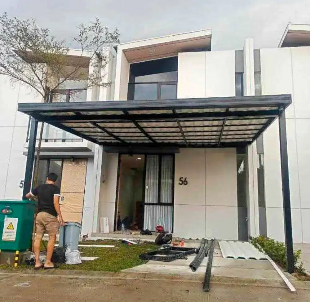 Pasang kanopi baja ringan atap alderon