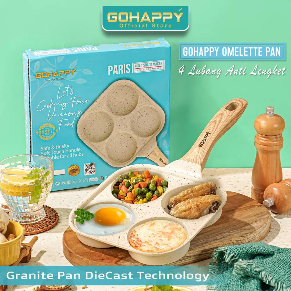 Mayba Panci Telur 4 Lubang Omelette Nonstick Granit Pan