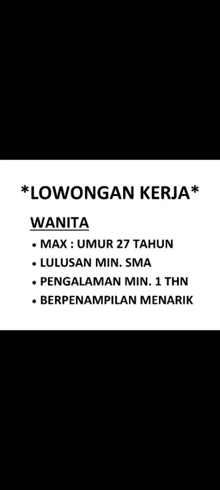 Lowongan kerja cewek