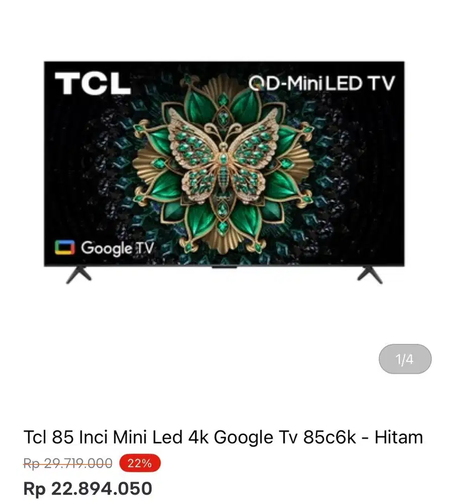 TCL GOOGLE TV 4k mini led 85 inci