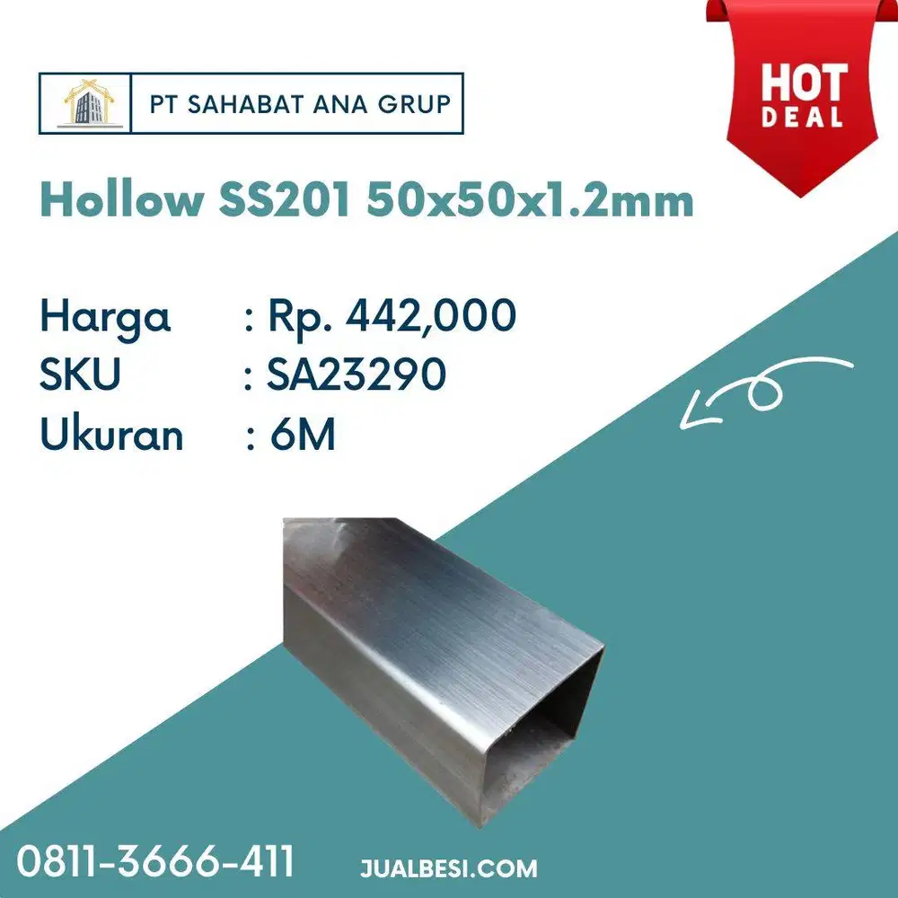 Hollow SS201 50x50x1.2mm
