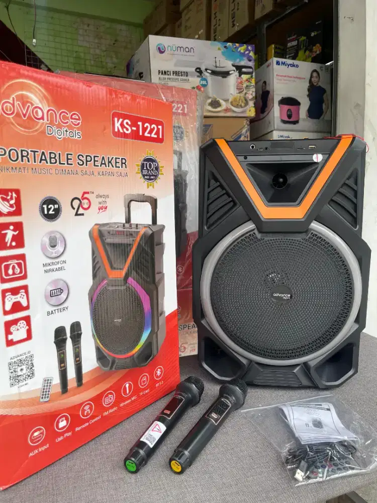 BARU MERK ADVANCE SPEAKER TROLY BLUETOOTH KARAOKE BESAR 12 INCH