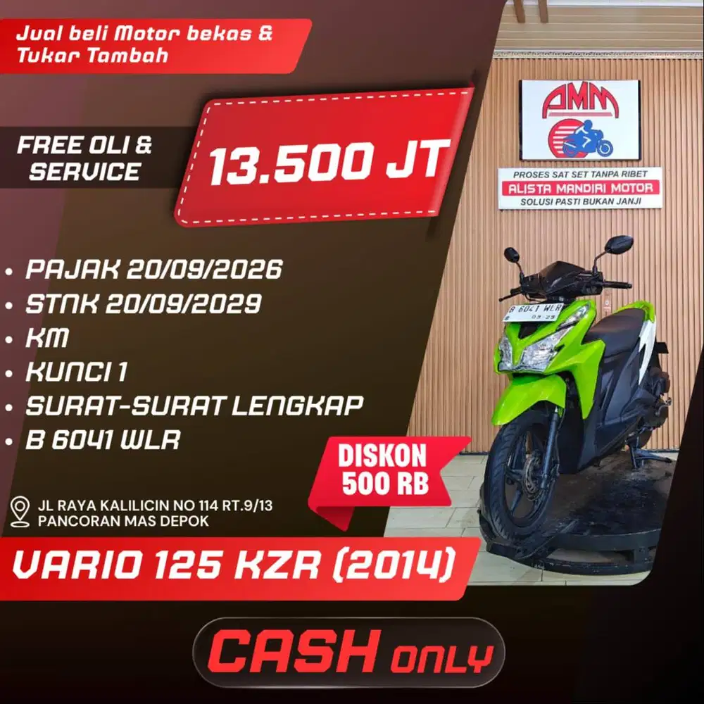 VARIO KZR TH 2014 PAJAK ON BISA TUKAR TAMBAH/PAKAI CC/PAYLATER