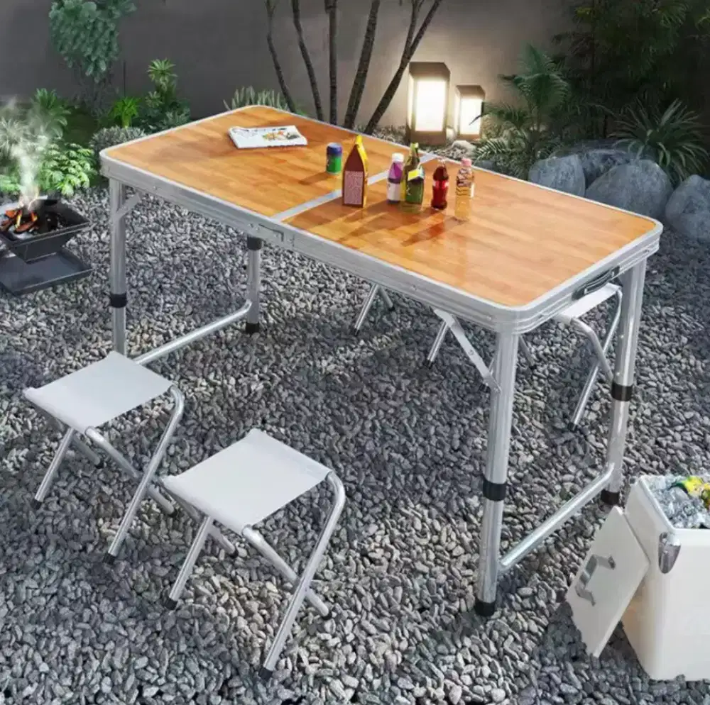 Meja Lipat Serbaguna - Coklat,Praktis,Mudah Dibawa,Kaki Dapat Diatur