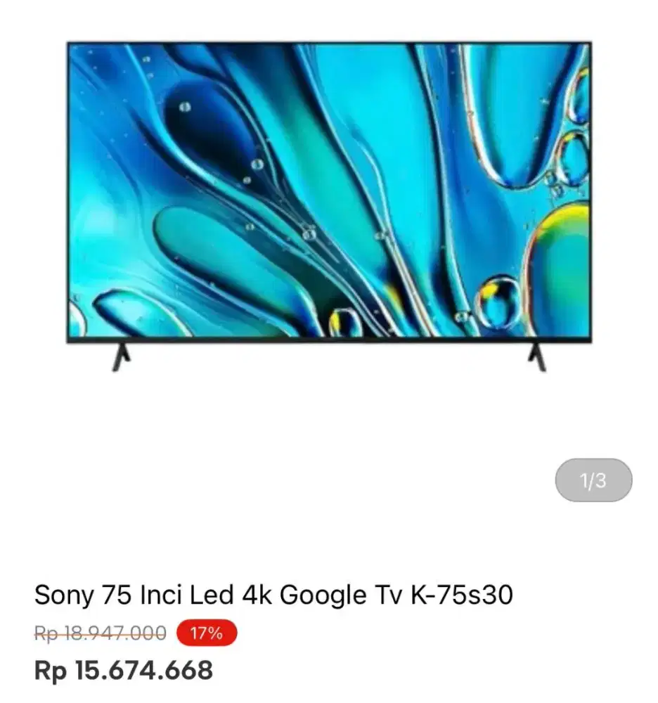 SONY 75 INCH LED GOOGLE TV 4K K-75S30